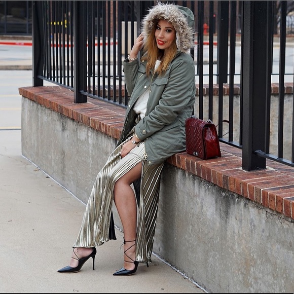 Green Hooded Parka with Fur - Picture 1 of 10